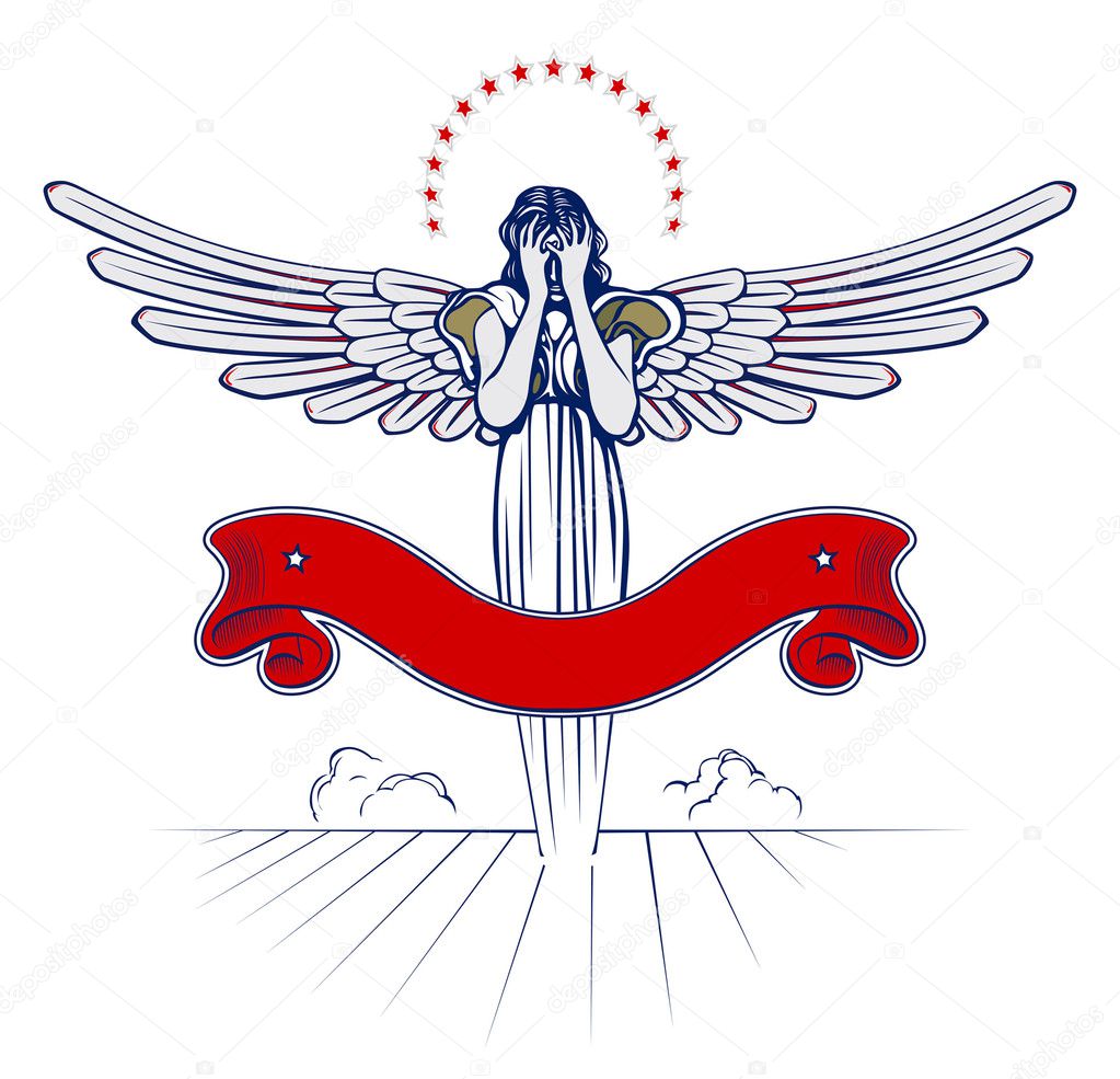 Angel wing woman emblem
