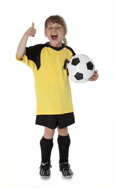 可爱的小小足球运动员 — 图库照片