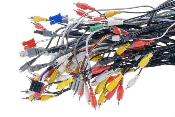 Різні з'єднувачі, кабелі і вилки — стокове фото