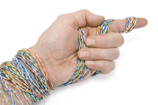 Technicus heeft voorbereid op een computer kabel verbinding — Stockfoto