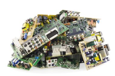 Broken electronics on a garbage dump clipart