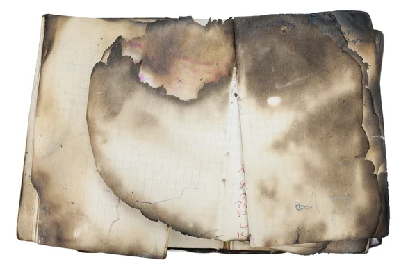Caderno velho queimado — Fotografia de Stock