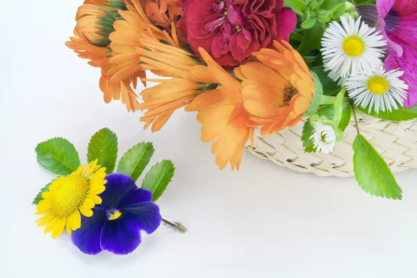 Flores de julho em um cartão postal de cesta — Fotografia de Stock