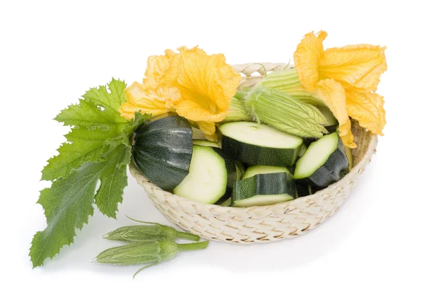 Vegetable marrow in basket — Stock Photo, Image