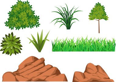 Green grass and rock clipart