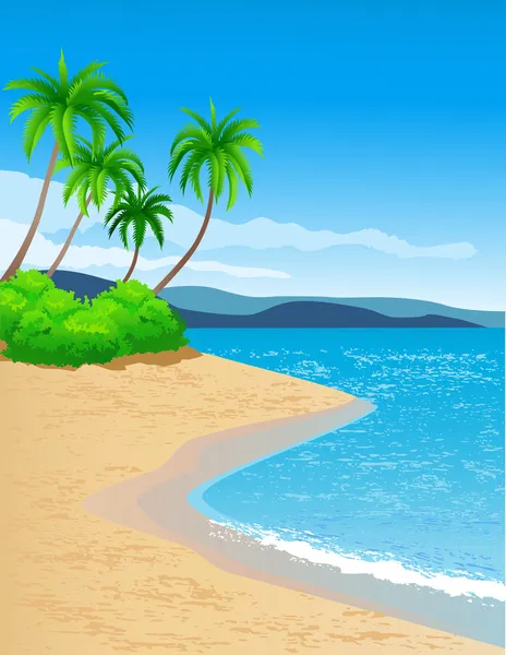 Hermosa playa tropical — Vector de stock