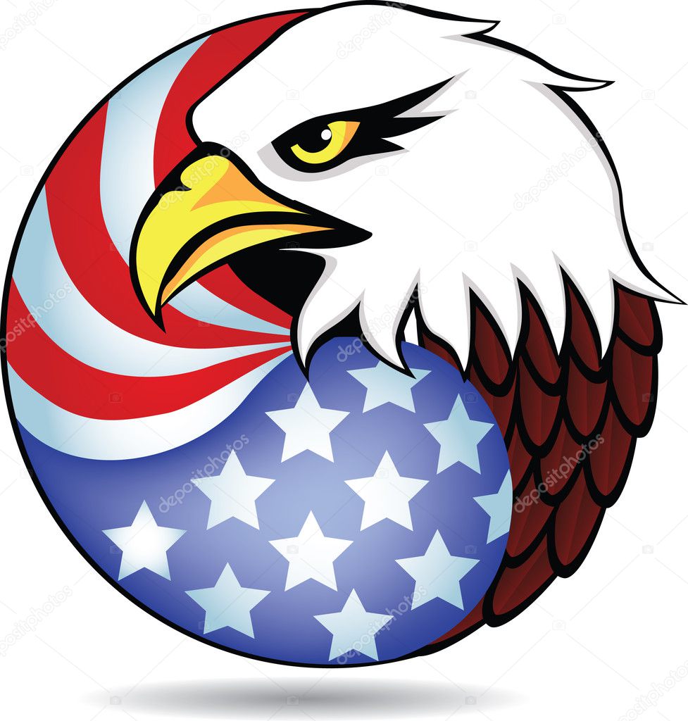 Vector eagle head and American flag