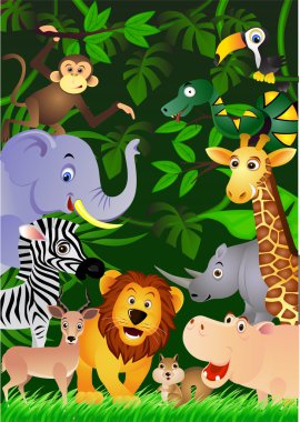 Animal cartoon in the jungle clipart