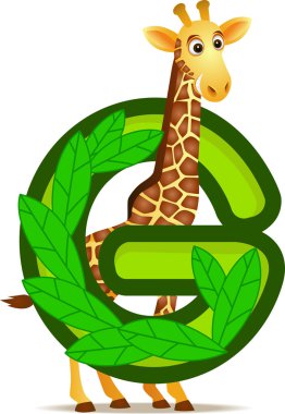 Animal alphabet G with Giraffe cartoon clipart