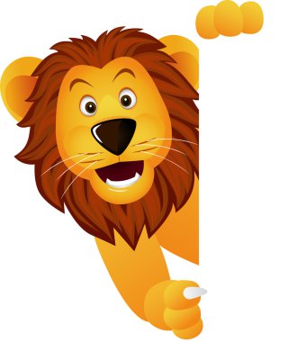 Lion cartoon and white banner clipart