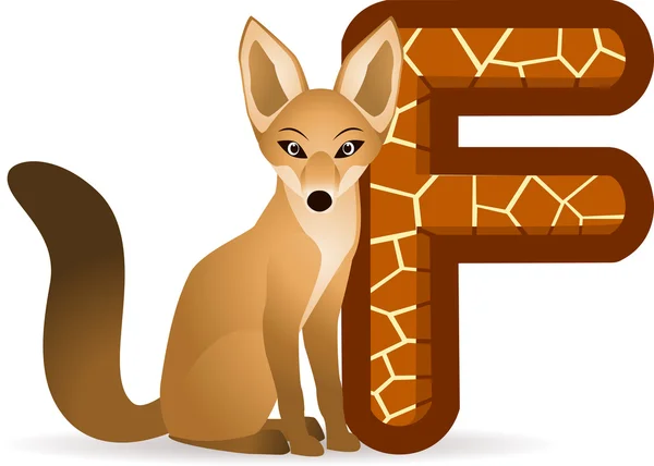 Alfabeto F con dibujos animados de Fox — Vector de stock