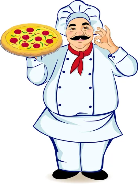 Chef y pizza — Archivo Imágenes Vectoriales