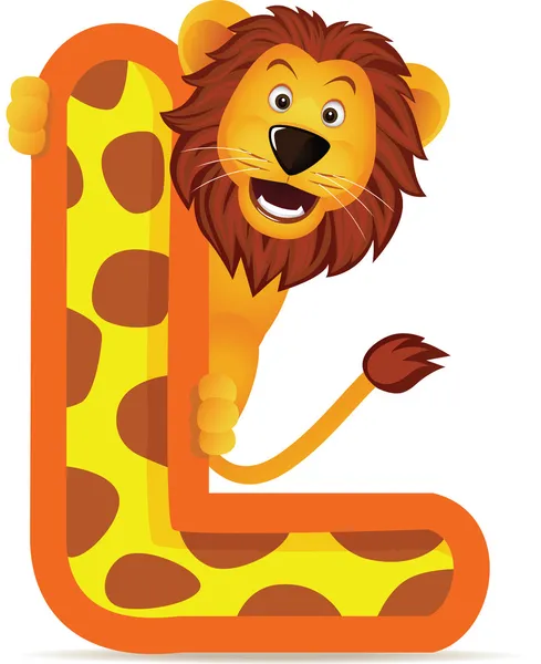 Alphabet L with lion — Stock Vector