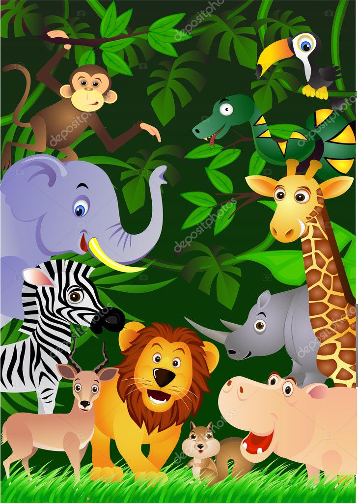 Animal cartoon in the jungle Stock Vector Image by ©dagadu #5548097