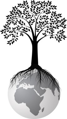 Tree silhouette on earth illustration clipart