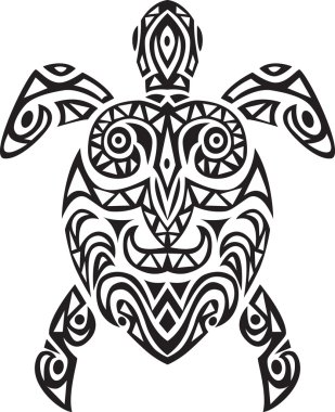 Turtle tribal tattoo clipart