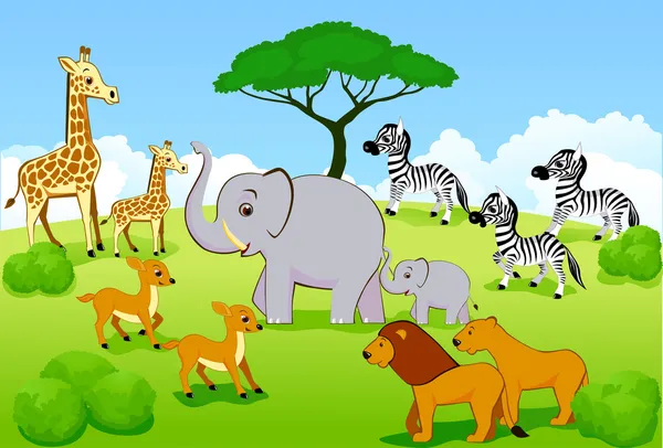 Safari cartone animato — Vettoriale Stock