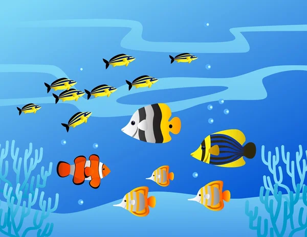 Dibujos animados vida marina — Vector de stock