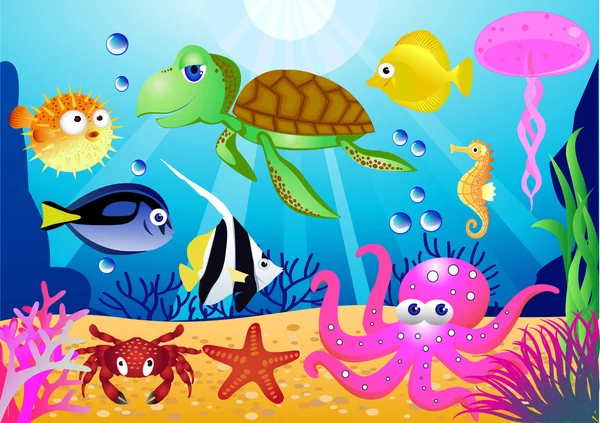 Illustrazione della vita marina — Vettoriale Stock