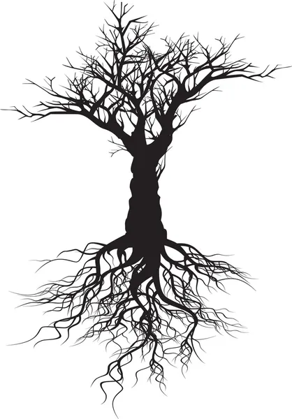 Ilustración de silueta de árbol — Vector de stock