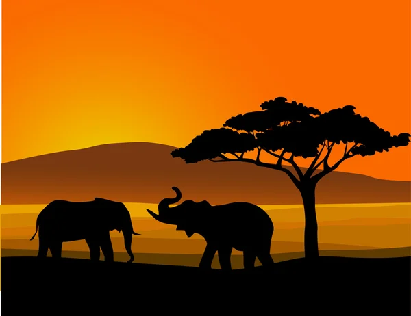 Africa silhouette animale — Vettoriale Stock