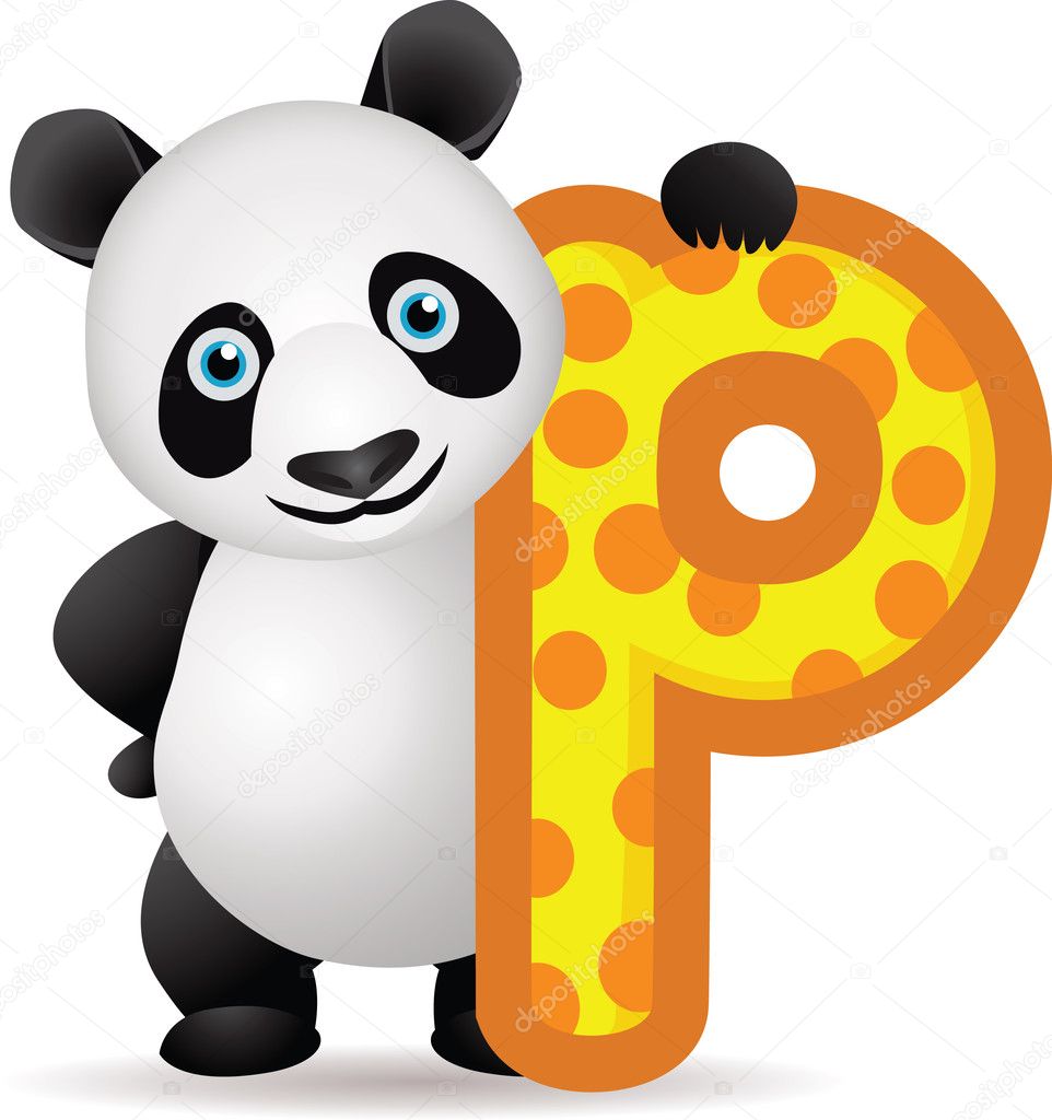 Alphabet P with Panda cartoon