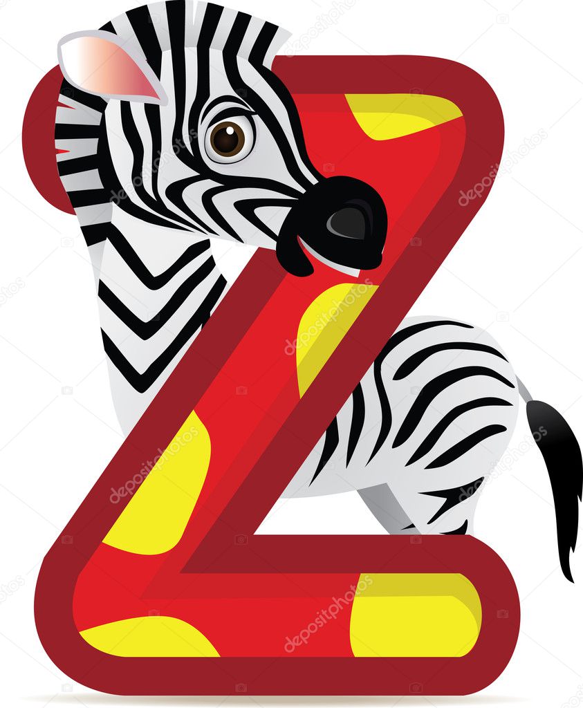 Animal alphabet Z with Zebra cartoon