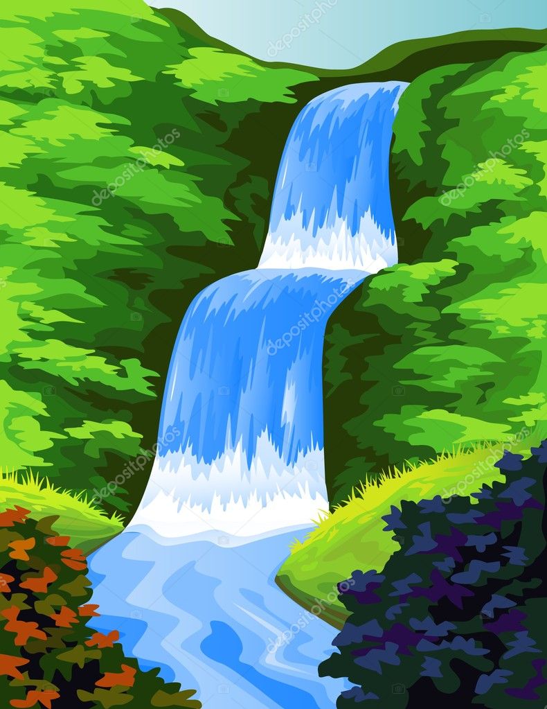 Drawing of Waterfall by Ankita Sharma - Drawize Gallery!
