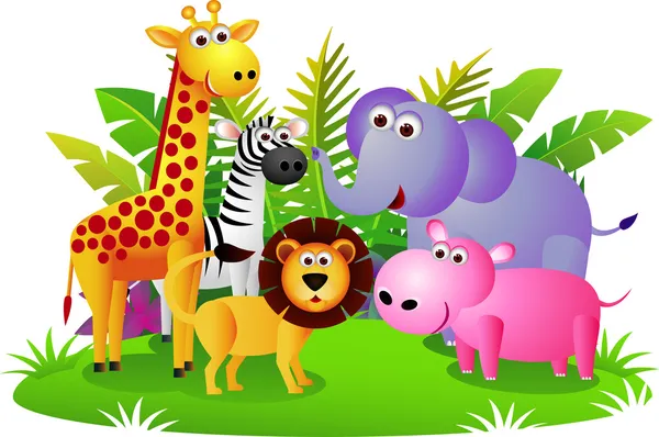 Desenhos animados de animais selvagens — Vetor de Stock
