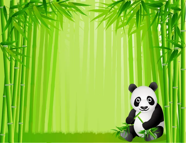 熊猫和竹子的森林 — 图库矢量图片
