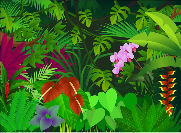 Fondo forestal tropical — Archivo Imágenes Vectoriales