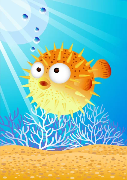 Dibujos animados de peces globo — Vector de stock