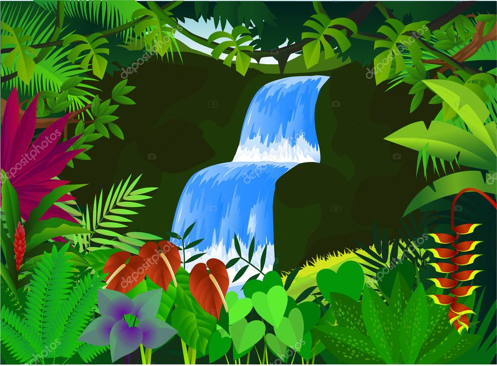 Tropical forest background Stock Illustration by ©dagadu #5588532