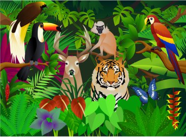 Wild animal in the jungle clipart