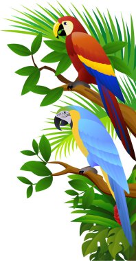 Parrot bird in the jungle clipart