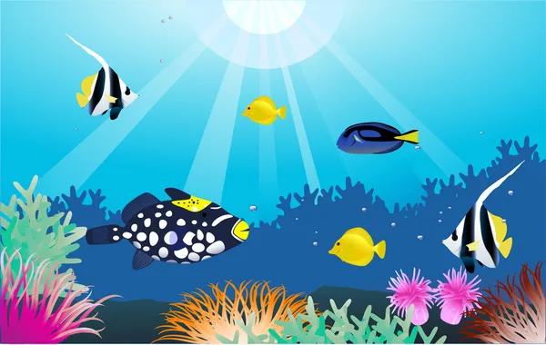 Illustrazione della vita marina — Vettoriale Stock