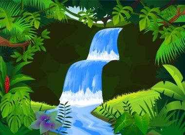 Beautiful waterfall clipart