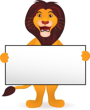 Lion and blank sign clipart