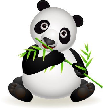 Panda eating bamboo clipart