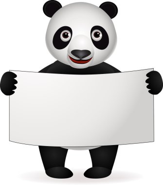 Cute panda and blank sign clipart