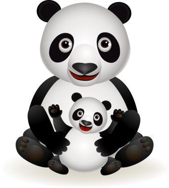 Mother and baby panda clipart