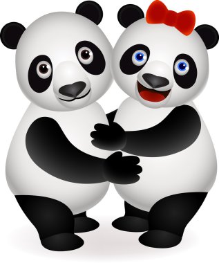 Panda couple clipart