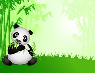 Panda eating bamboo clipart