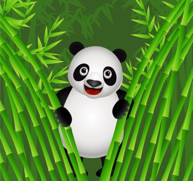 Panda eating bamboo clipart