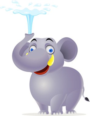 Elephant plying with water clipart