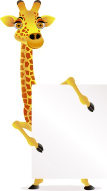 Giraffe and blank sign clipart