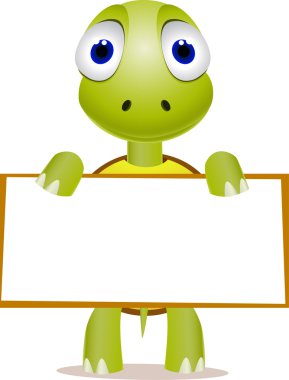 Turtle and blank sign clipart