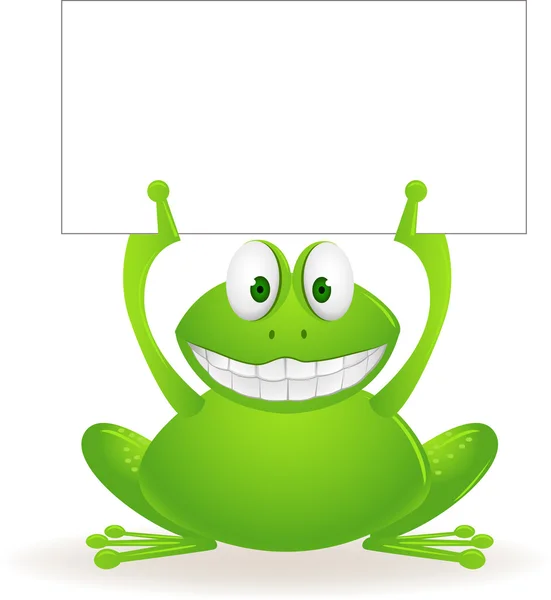 Cute frog and blank sign — Stock Vector