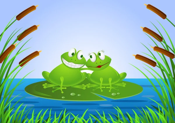 Frog couple in love — Stock Vector