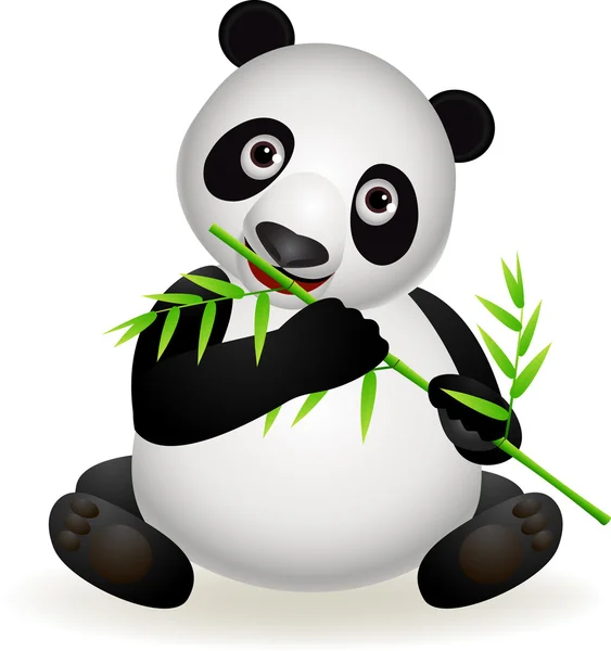 Панда ест бамбук — стоковый вектор